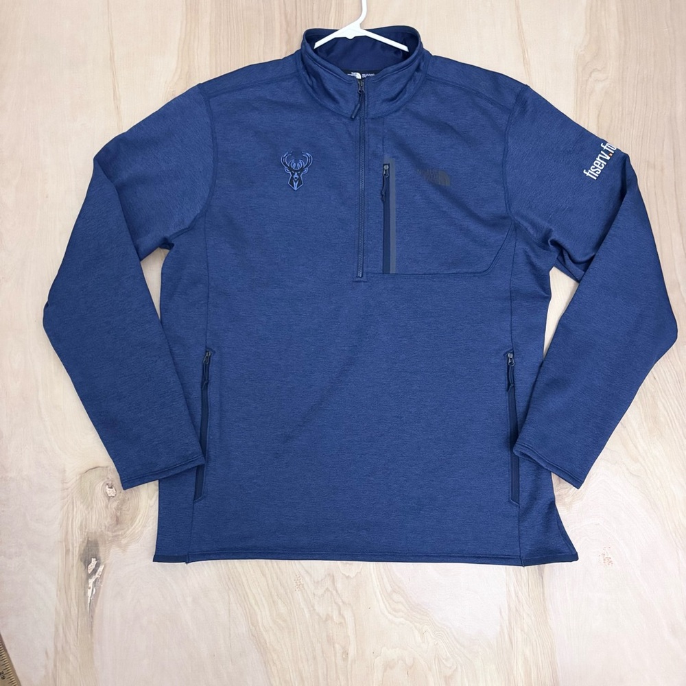 The North Face Milwaukee Bucks Jacket Quarter Zip Fleece Skyline Men’s XL Fiserv